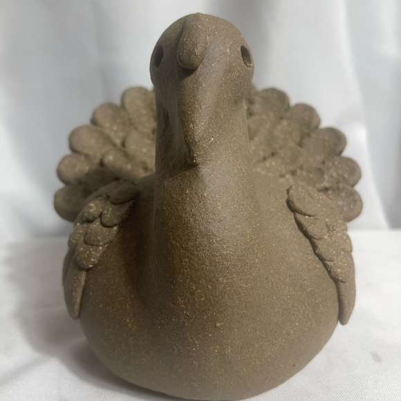 Elegant Brown Cement/Stone Turkey Figurine Decor Candle Holder Artist Signed - Picture 1 of 9